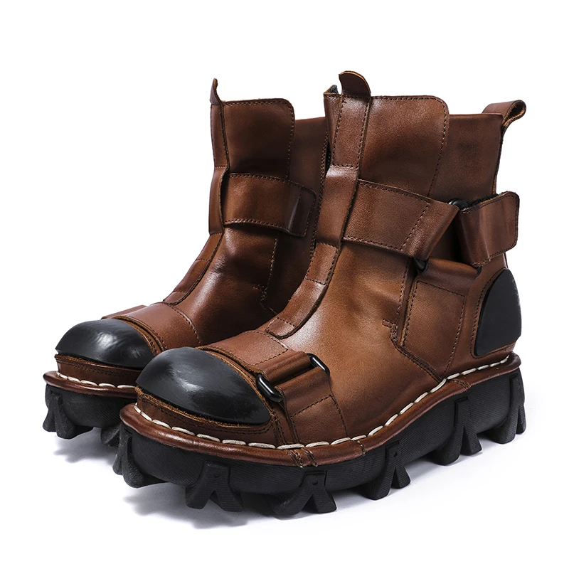 Leather Work Western - 남성용 정품 가죽 오토바이 부츠, 고스