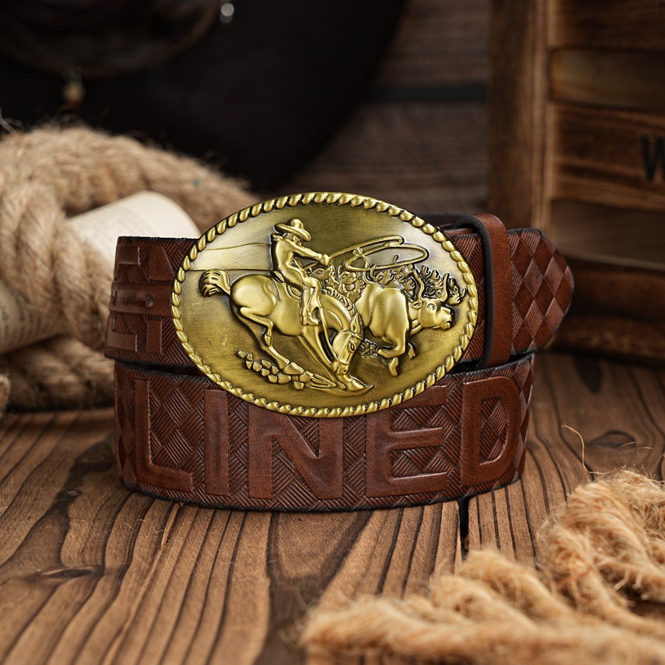 Leather Work Western - 남녀공용 캐주얼 레트로 벨트 웨스턴 스타일!