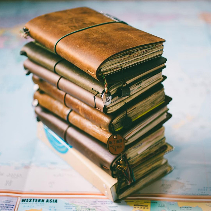 Leatherwork Books - 레트로 가죽 커버 노트북, 휴대용 저널,
