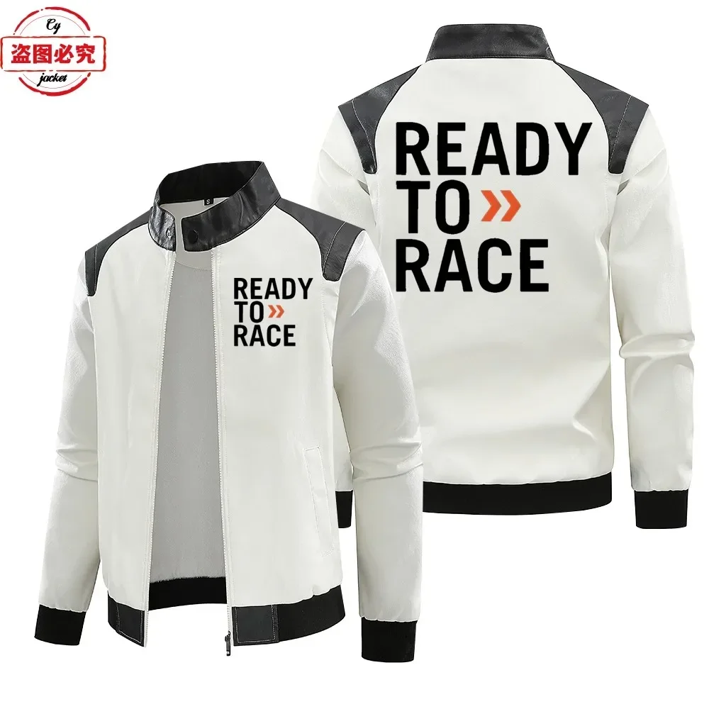 Leather Work Jacket With Hood - 레이스 준비 완료 로고 프린트 오프로드