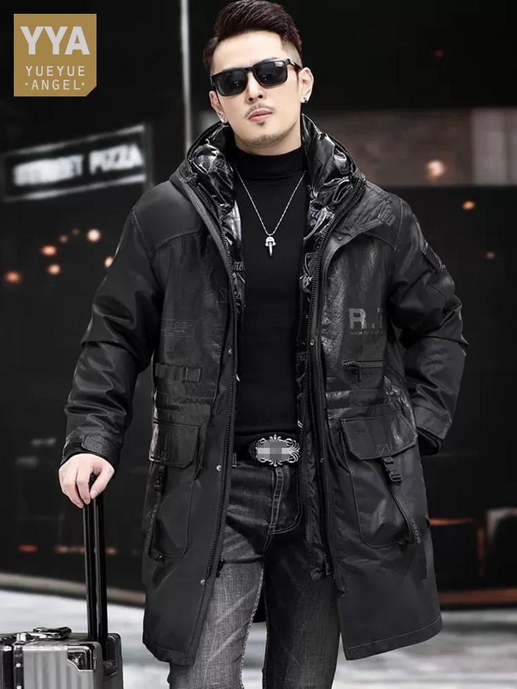 Leather Work Jacket With Hood - Winter Genuine Leather Coat Men Hooded
