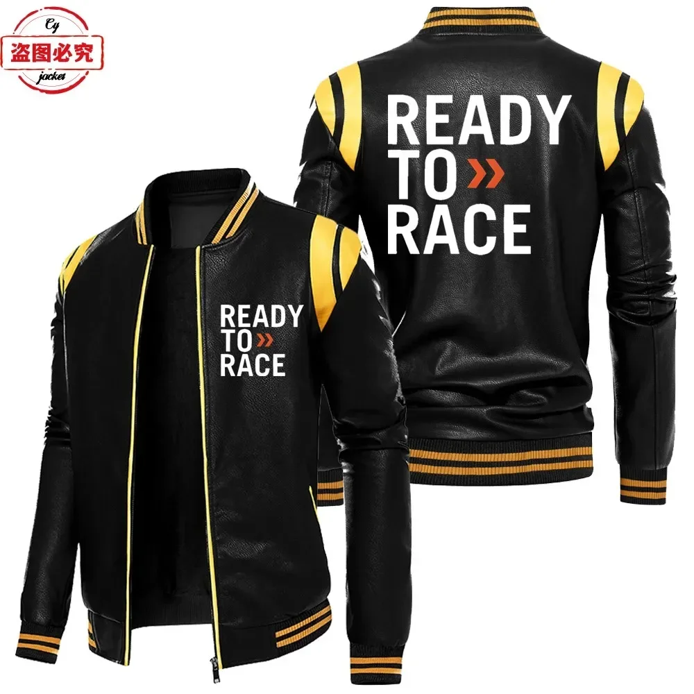 Leather Work Jacket With Hood - 레이싱 준비 완료 로고 프린트 오프로드