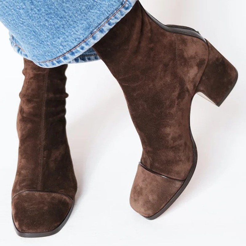 Leather Work Western - 스웨이드 가죽 여성 부츠 포인티드 토