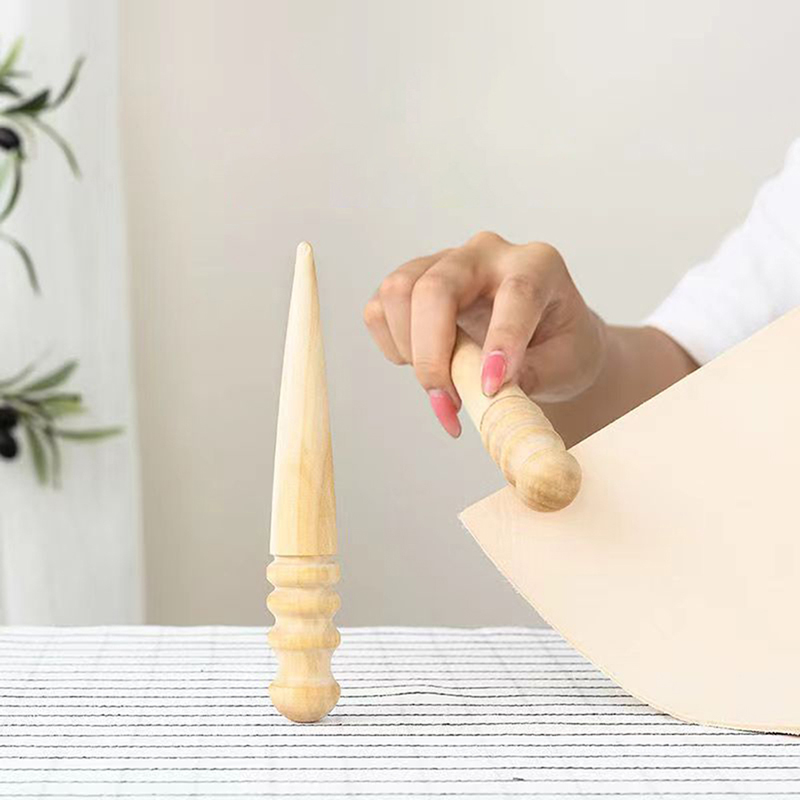 Leatherwork Beginner - 1PC 목재 가죽 솔리드 원목 라운드