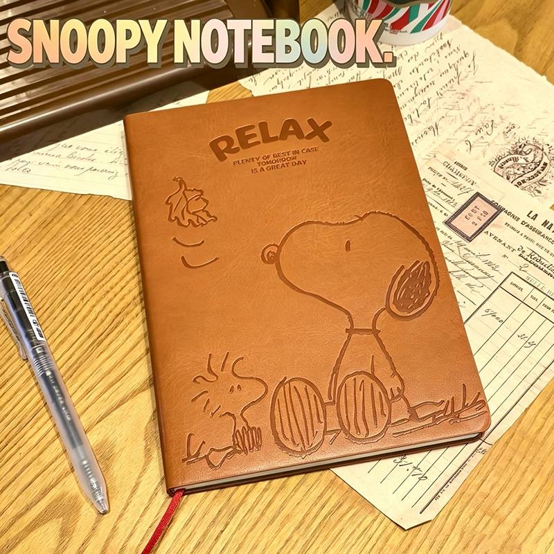 Leatherwork Books - 빈티지 스누피 A5 가죽 노트 귀여운