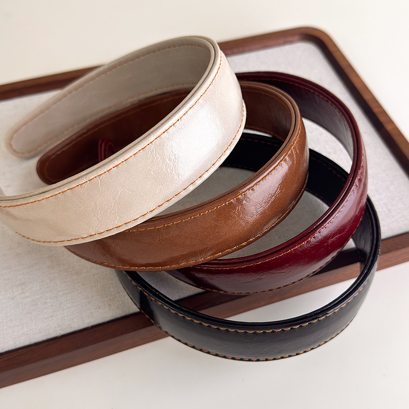 가죽 헤어밴드 심플 단색 한국 헤어 후프 여성용 레트로 - Leatherwork Pony 리뷰 및 가격