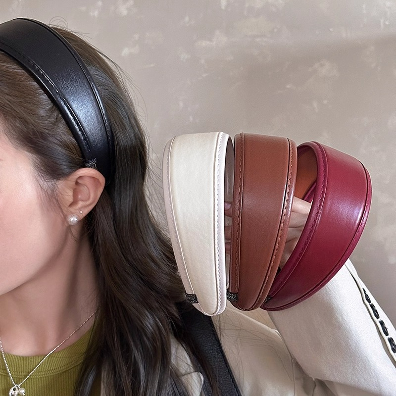 가죽 헤어밴드 심플 단색 한국 헤어 후프 여성용 레트로 - Leatherwork Pony 리뷰 및 가격