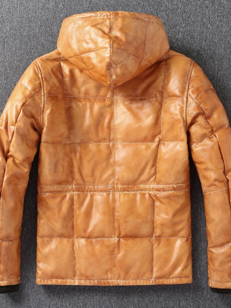 겨울 남성용 양가죽 천연 가죽 다운 재킷 두꺼운 따뜻한 - Leather Work Jacket With Hood 리뷰 및 가격