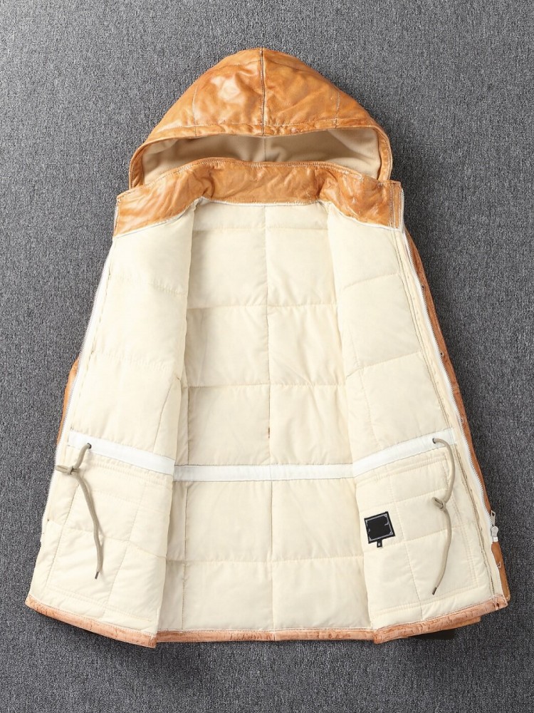 겨울 남성용 양가죽 천연 가죽 다운 재킷 두꺼운 따뜻한 - Leather Work Jacket With Hood 리뷰 및 가격