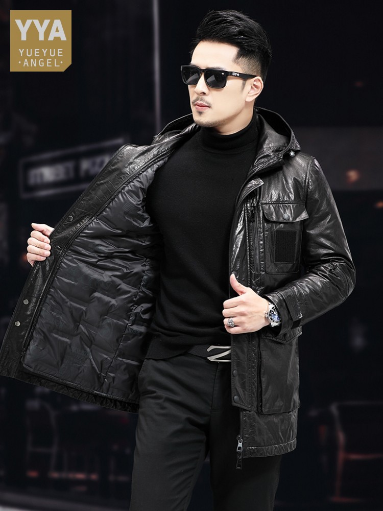 남성용 겨울 따뜻한 중간 길이 오일 왁스 소가죽 후드  - Leather Work Jacket With Hood 리뷰 및 가격