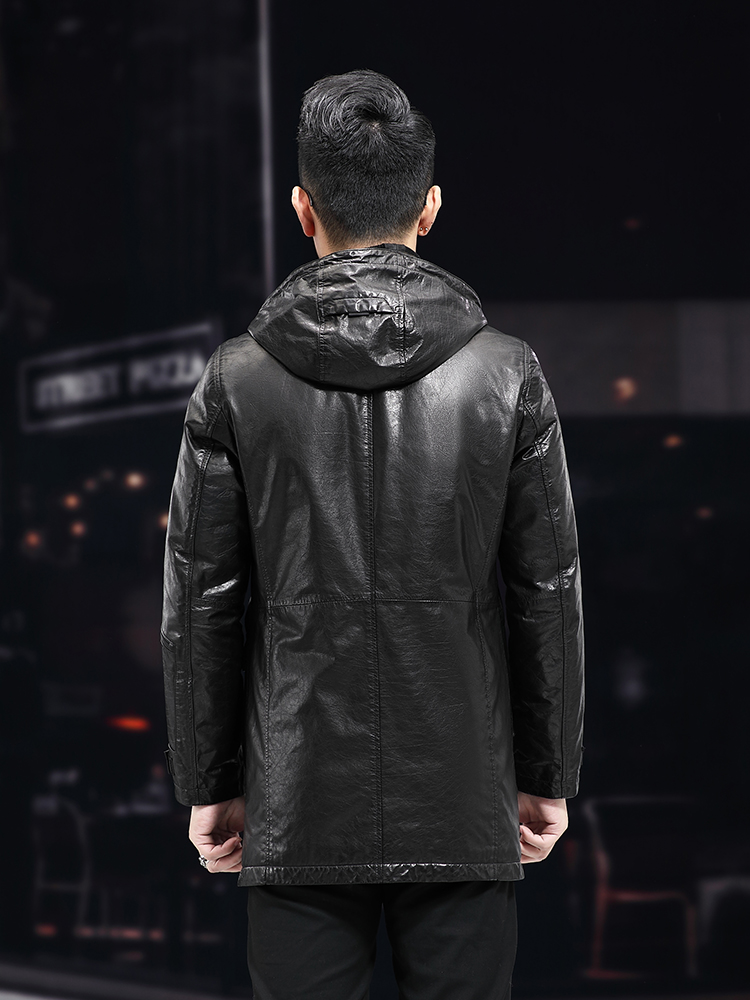 남성용 겨울 따뜻한 중간 길이 오일 왁스 소가죽 후드  - Leather Work Jacket With Hood 리뷰 및 가격