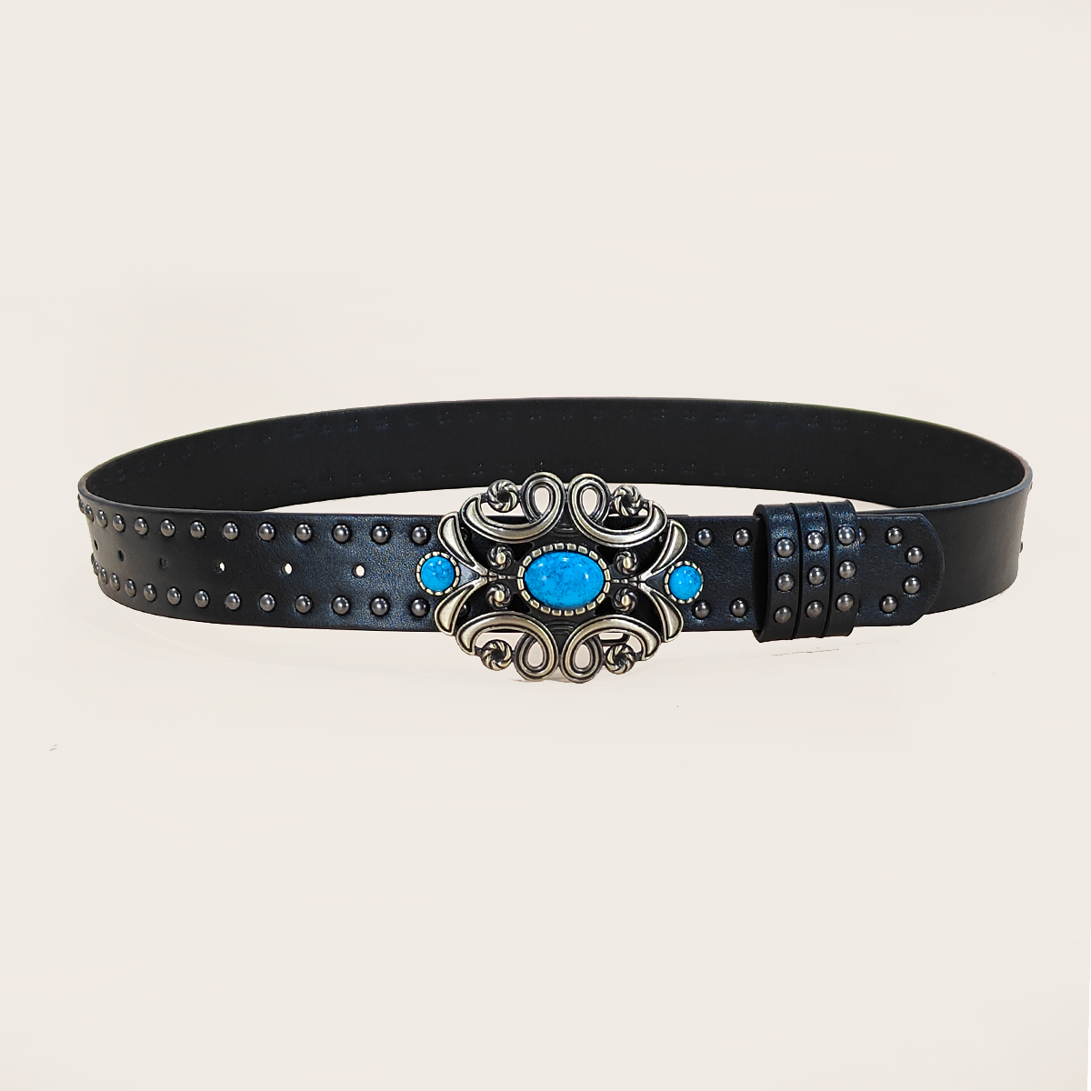 남녀공용 캐주얼 펑크 리벳 벨트, 웨스턴 스타일 PU  - Leather Work Western 리뷰 및 가격