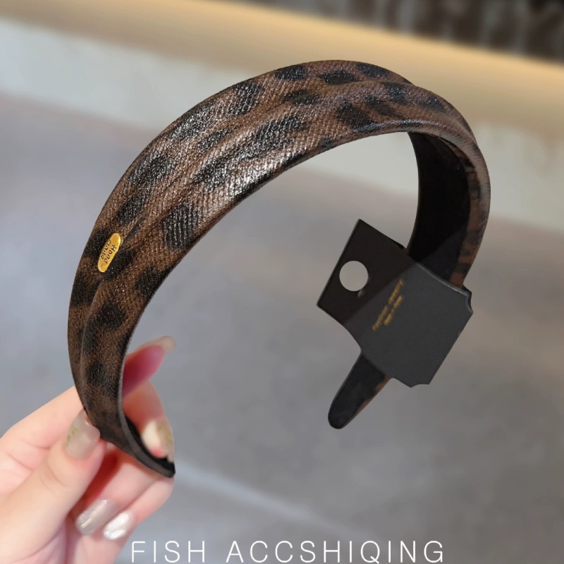 새로운 가을 겨울 레오파드 프린트 가죽 헤어밴드 하이  - Leatherwork Pony 리뷰 및 가격