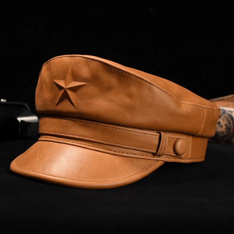 남자를위한 소설 육군 모자 남성 정품 가죽 Cowski - Leather Work Hat 리뷰 및 가격