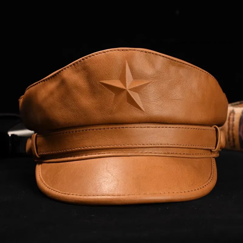 남자를위한 소설 육군 모자 남성 정품 가죽 Cowski - Leather Work Hat 리뷰 및 가격