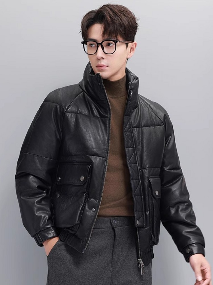 겨울 남성 따뜻한 거위 다운 재킷 후드 롱 오버코트 포 - Leather Work Jacket With Hood 리뷰 및 가격