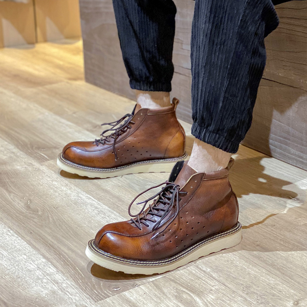 남성용 천연 가죽 첼시 부츠 영국 스타일 하이탑 가죽  - Leather Work Western 리뷰 및 가격