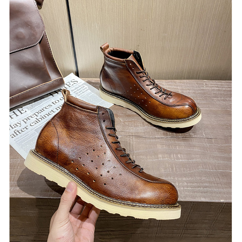 남성용 천연 가죽 첼시 부츠 영국 스타일 하이탑 가죽  - Leather Work Western 리뷰 및 가격