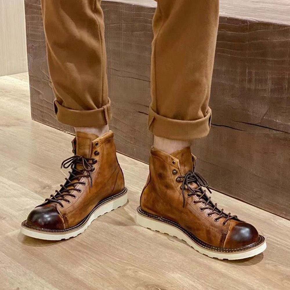 남성용 천연 가죽 첼시 부츠 영국 스타일 하이탑 가죽  - Leather Work Western 리뷰 및 가격
