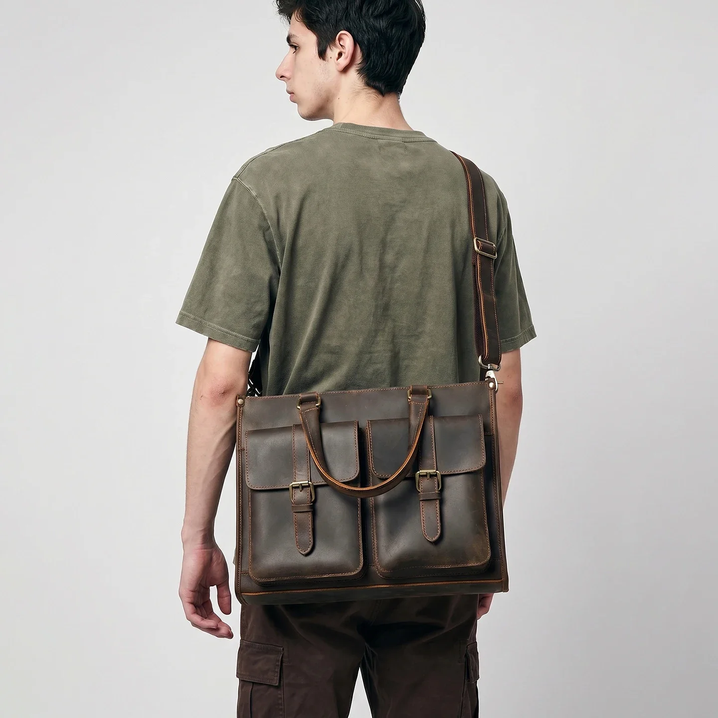 빈티지 정품 가죽 남성 크로스바디 숄더 브리프케이스 크 - Leather Work Bag Mens 리뷰 및 가격
