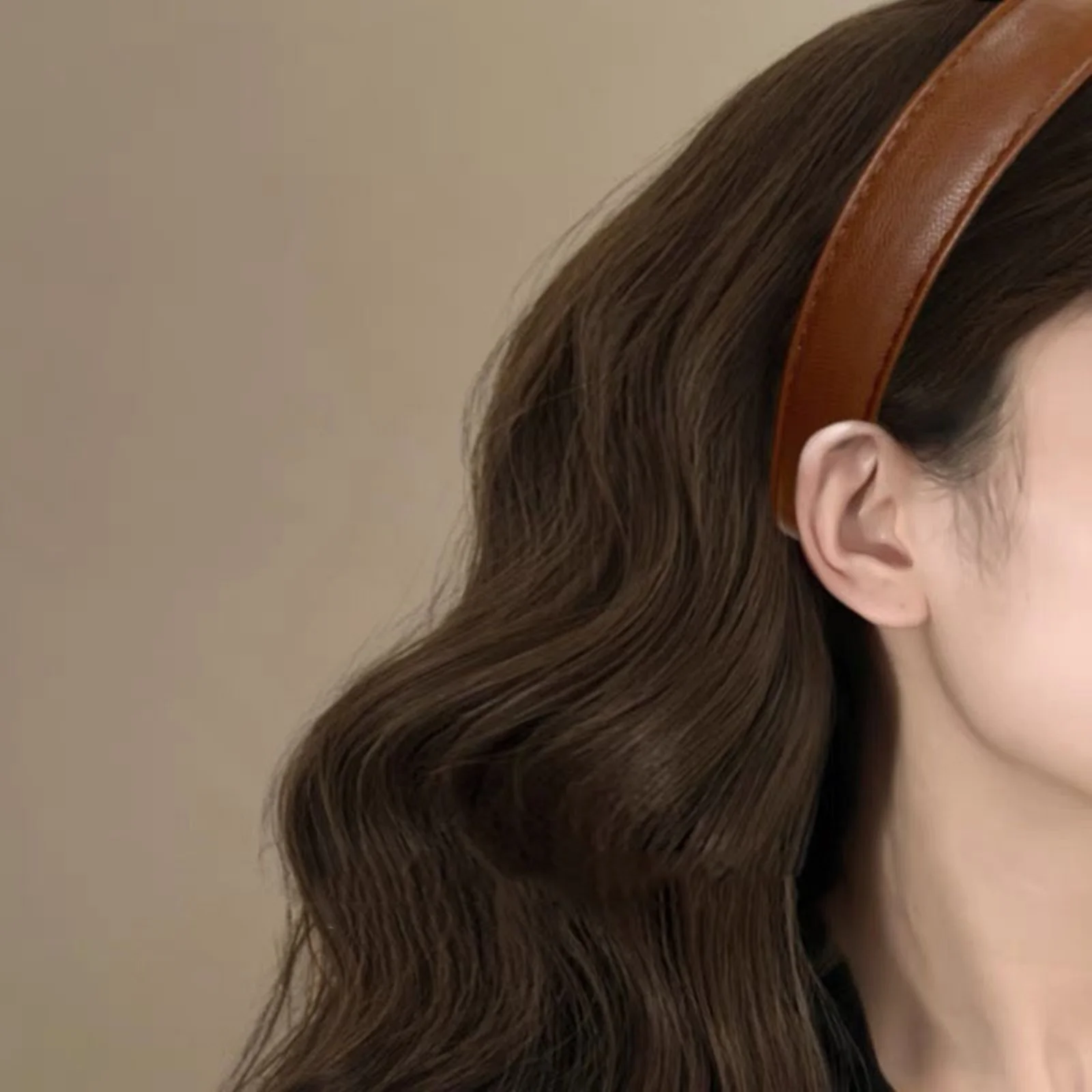 1Pc 레트로 와인 레드 가죽 머리띠 고급 헤어밴드 새 - Leatherwork Pony 리뷰 및 가격