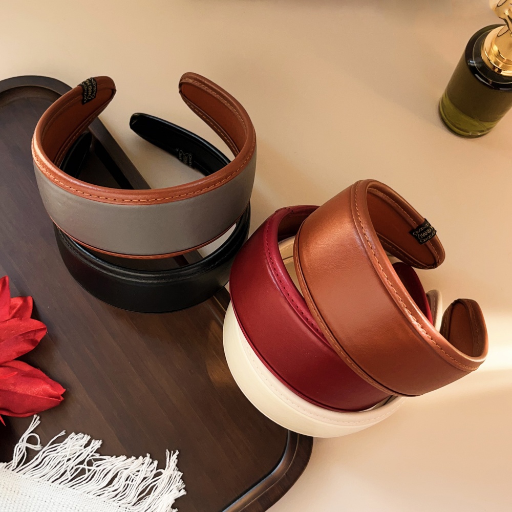 새로운 2025 레트로 PU 가죽 Hairbands 넓 - Leatherwork Pony 리뷰 및 가격