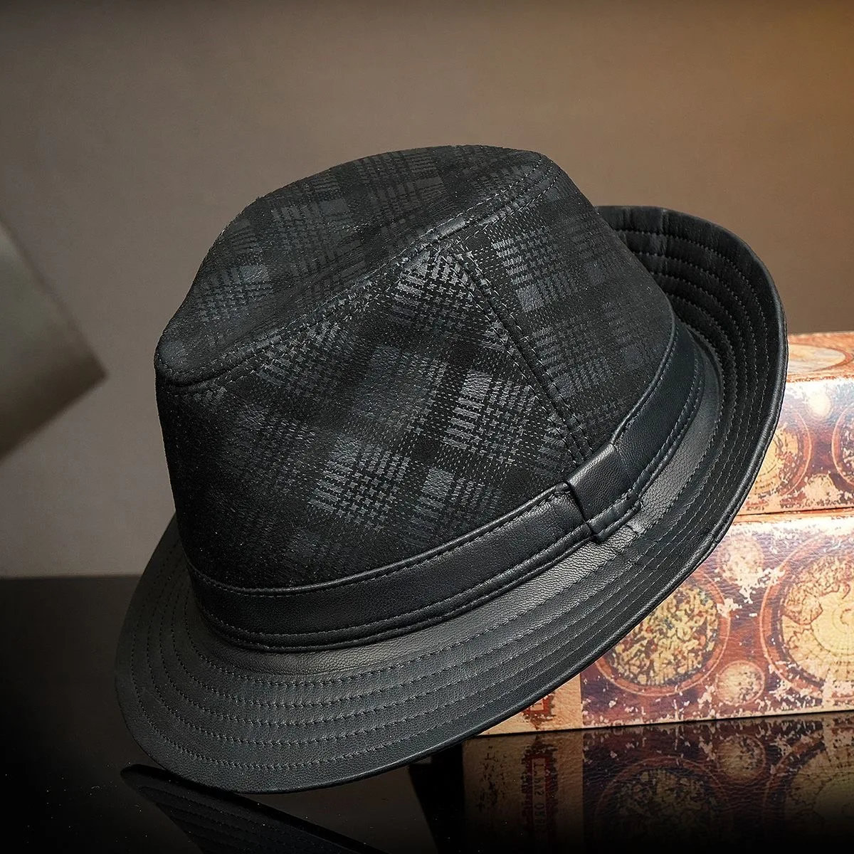 신사 레트로 고급 천연 가죽 정장 모자 남성용 양가죽  - Leather Work Hat 리뷰 및 가격