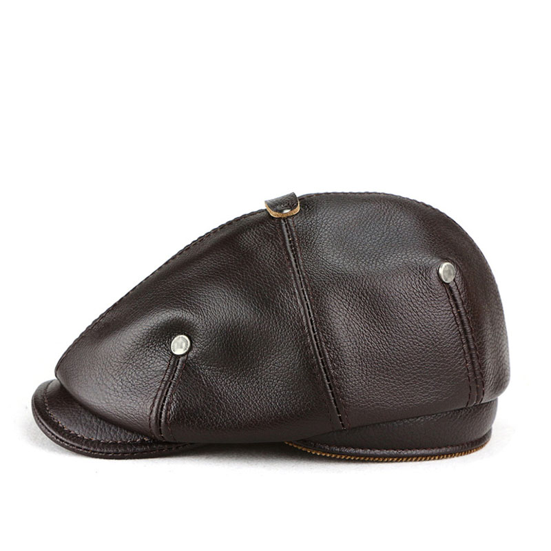 남성용 진짜 풀 그레인 암소 가죽 팔각형 베레모 모자, - Leather Work Hat 리뷰 및 가격