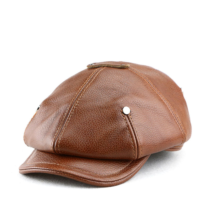 남성용 진짜 풀 그레인 암소 가죽 팔각형 베레모 모자, - Leather Work Hat 리뷰 및 가격