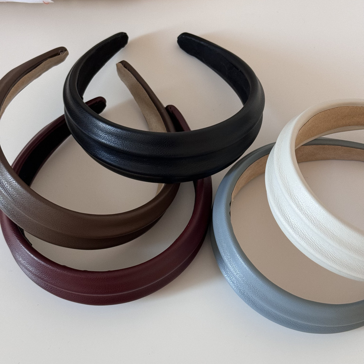 PU 가죽 와이드 헤어밴드 여성 소녀 웨이브 솔리드 헤 - Leatherwork Pony 리뷰 및 가격