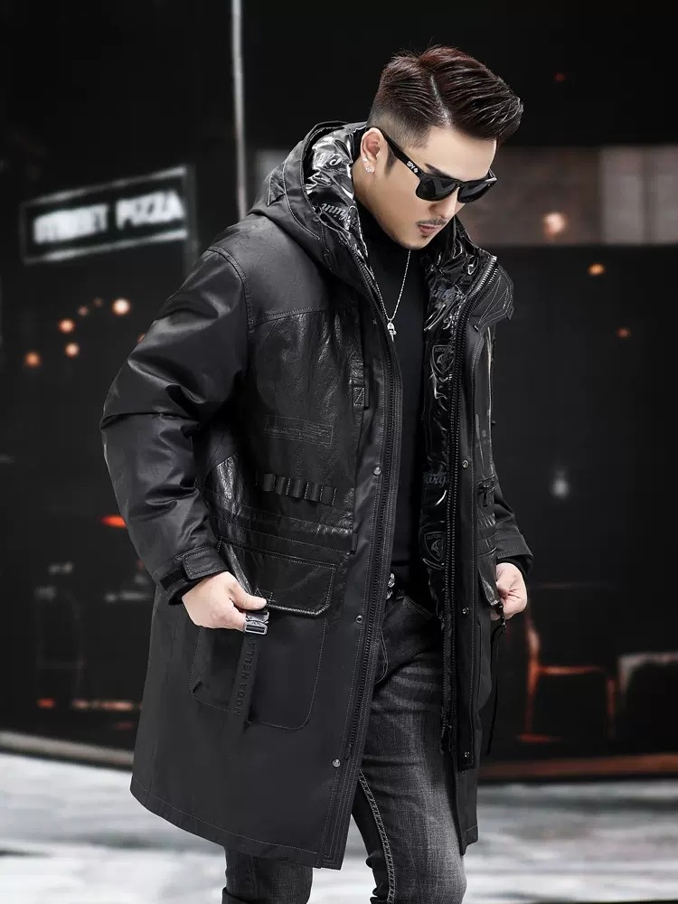 Winter Genuine Leather Coat Me - Leather Work Jacket With Hood 리뷰 및 가격