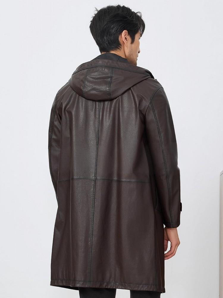 패션 남성용 가을 신상 후드 소가죽 진짜 가죽 롱 재킷 - Leather Work Jacket With Hood 리뷰 및 가격