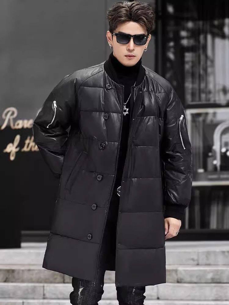 겨울 신상 남성 후드 롱 정품 가죽 다운 재킷 루즈핏  - Leather Work Jacket With Hood 리뷰 및 가격