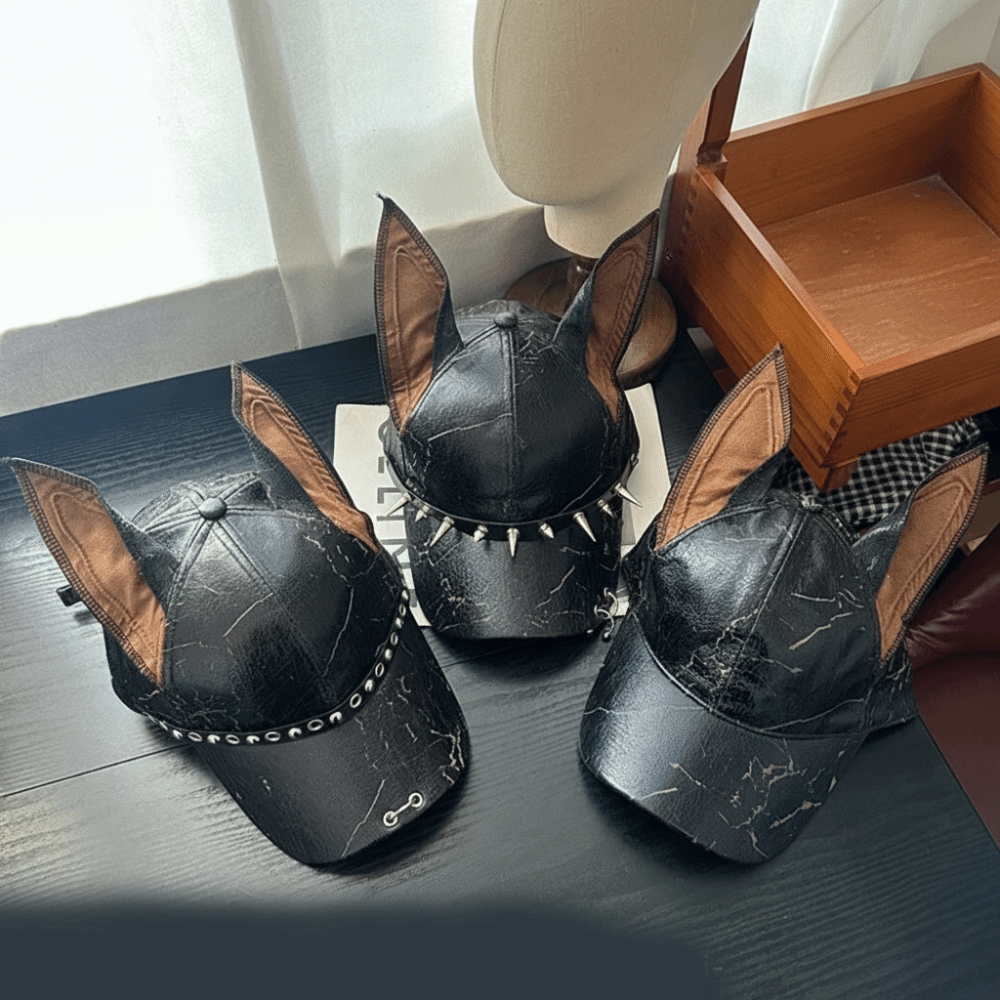 패션 펑크 도베르만 강아지 귀 모양 야구 모자, 조절  - Leather Work Hat 리뷰 및 가격