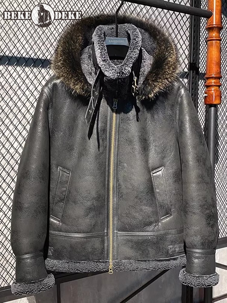 남성용 겨울 따뜻한 울 안감 양가죽 정품 가죽 재킷 후 - Leather Work Jacket With Hood 리뷰 및 가격