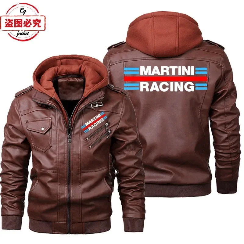 마티니 레이싱 로고 프린트 레이싱 수트 PU 가죽 재킷 - Leather Work Jacket With Hood 리뷰 및 가격